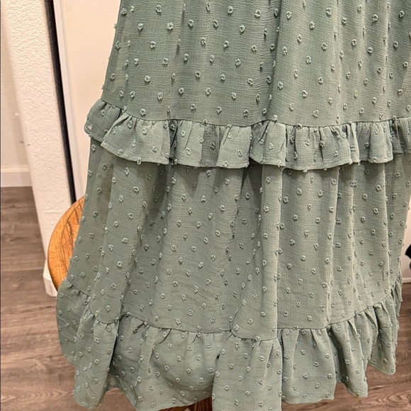 Monteau Textured Green Sleeveless Midi Dress with Elastic Waist Sz Medium - Picture 6 of 11